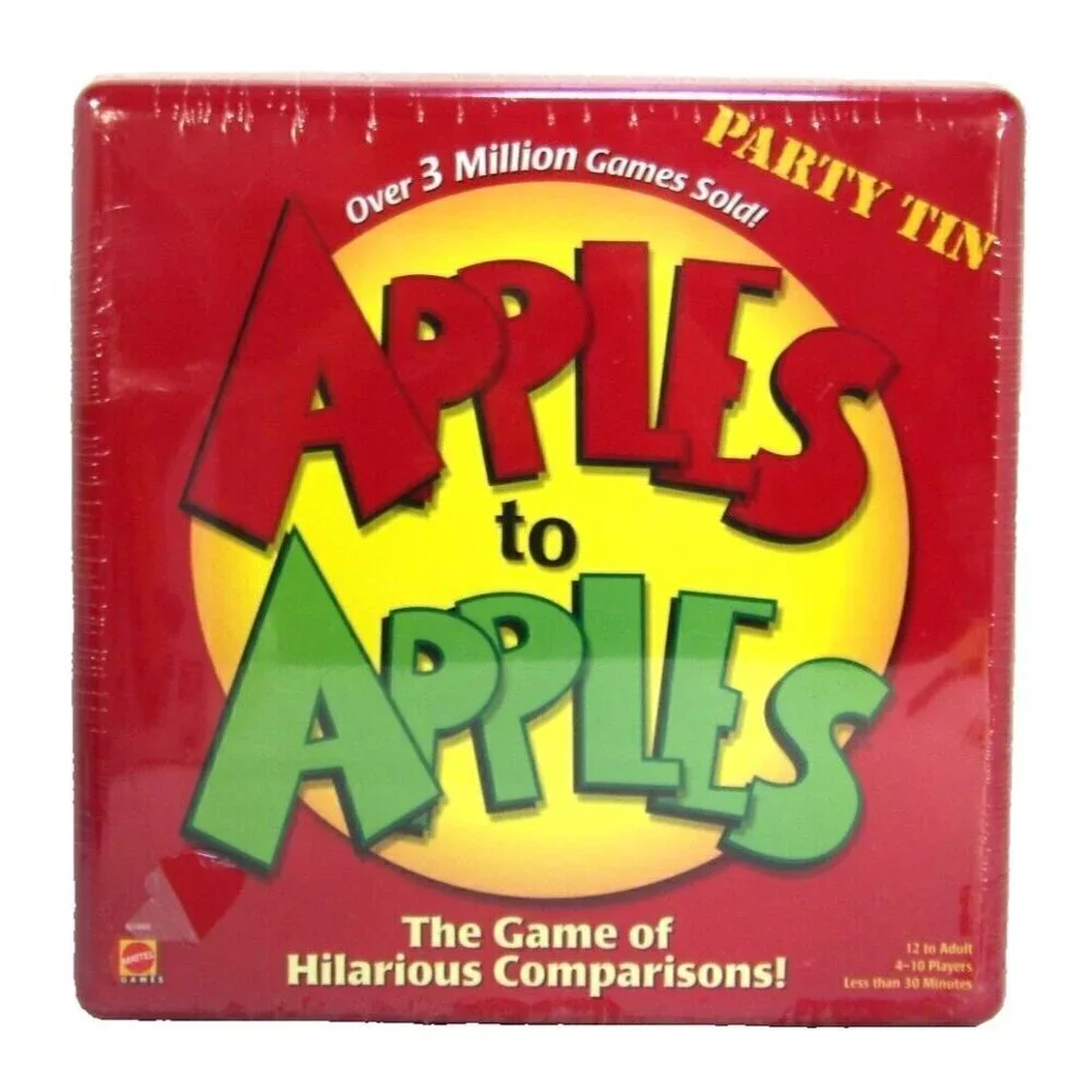 Apples to Apples comparison card game in a party tin ages 12+ MATTEL, NEW